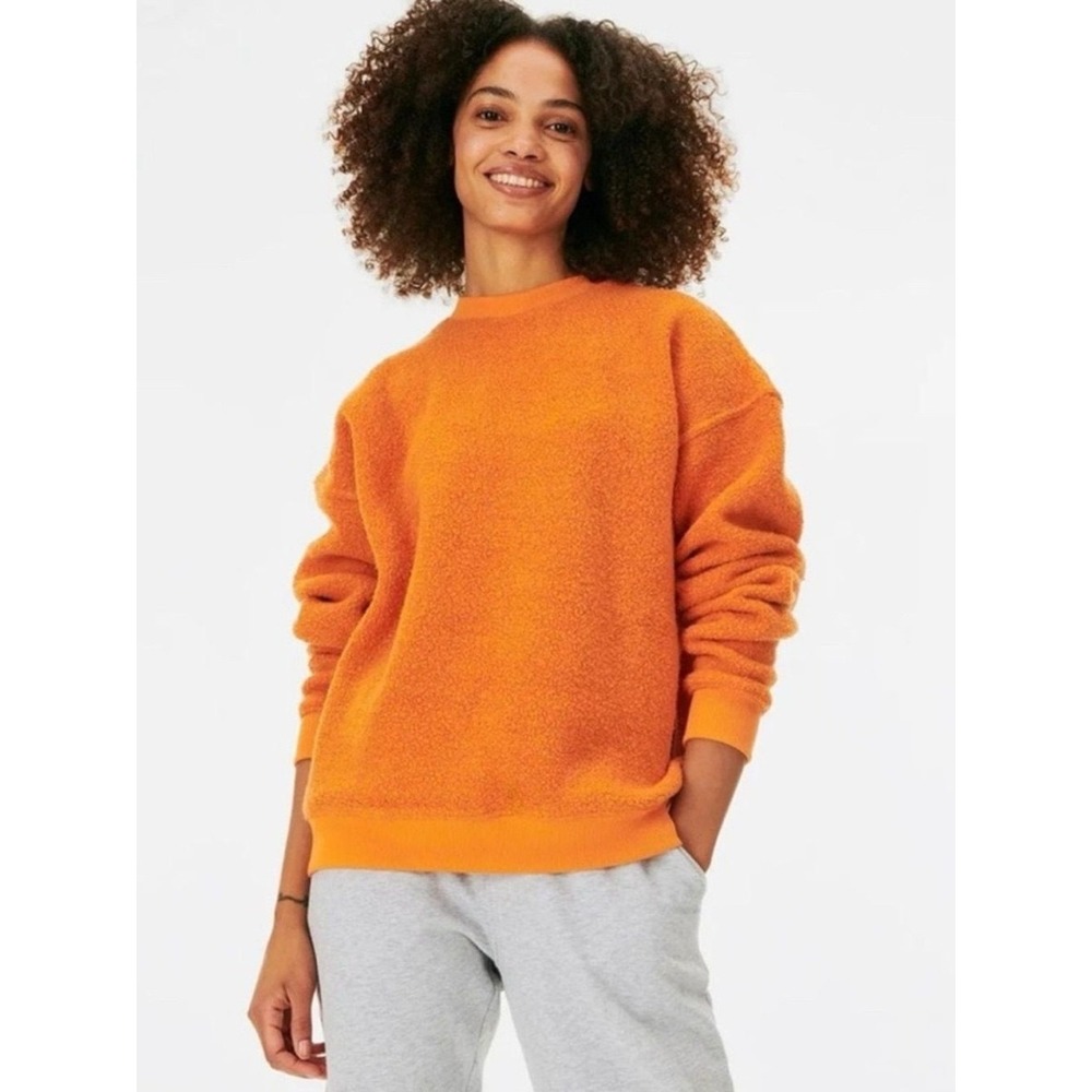 Outdoor Voices Megafleece Crewneck Sweatshirt Orange Wool Blend RN147908 Small
